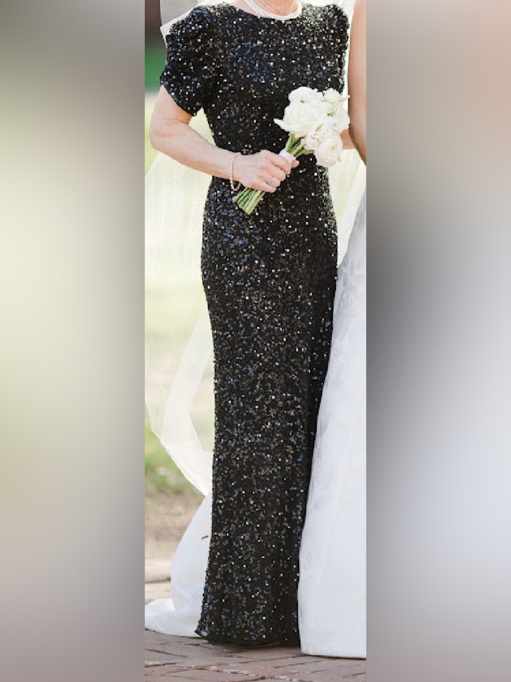 Mac Duggal Black Sequin and Pearl Gown
